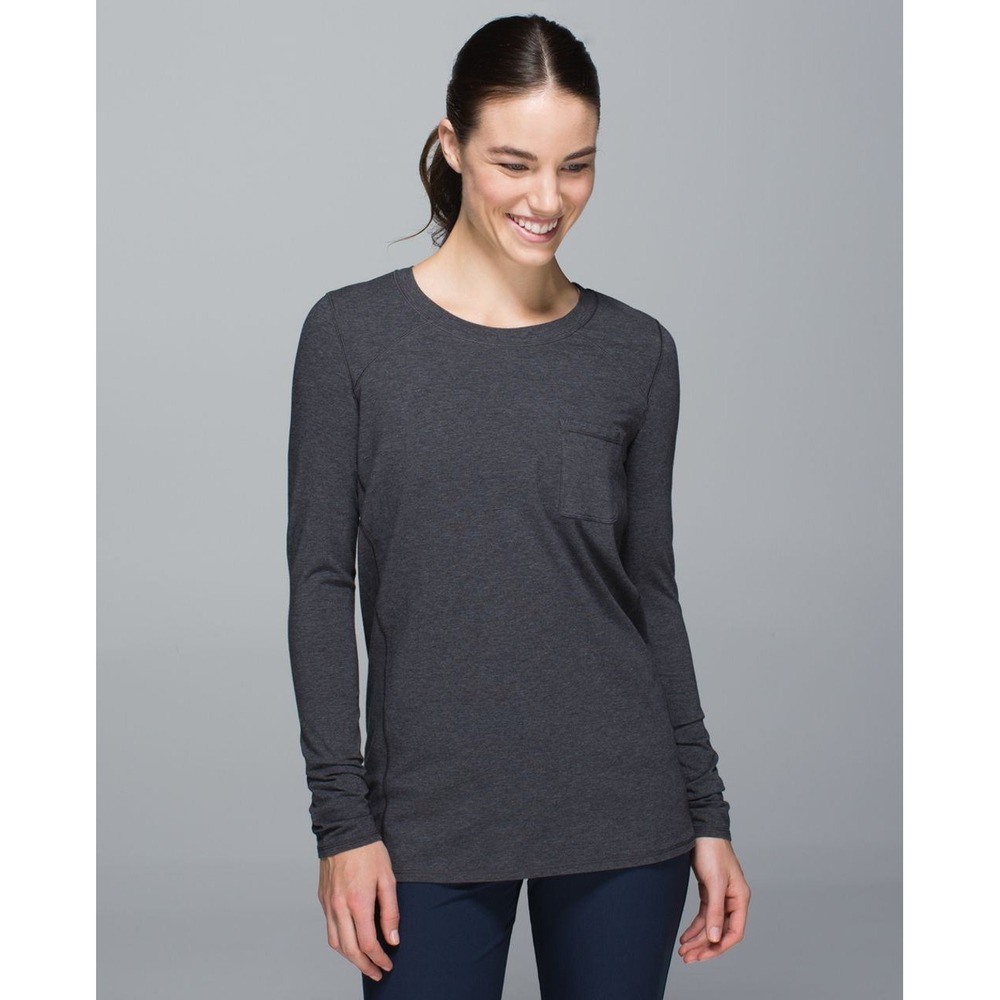 Lululemon Women's Find Your Zen Crew Neck Long Sleeve in Heathered Dark Grey 8